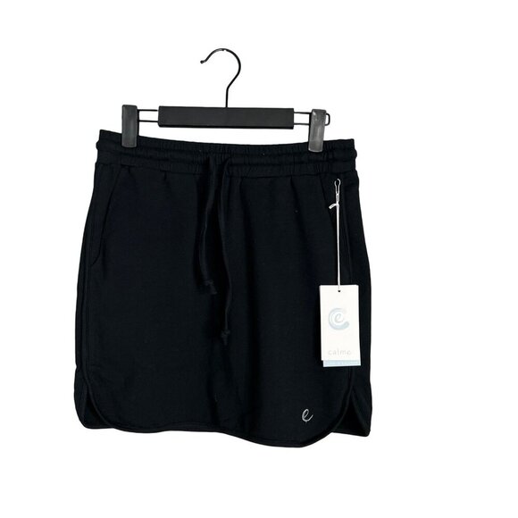 NWT Calme by Johnny Was Terry Commuter Short Skirt Athletic Black Pockets XS - Picture 1 of 8